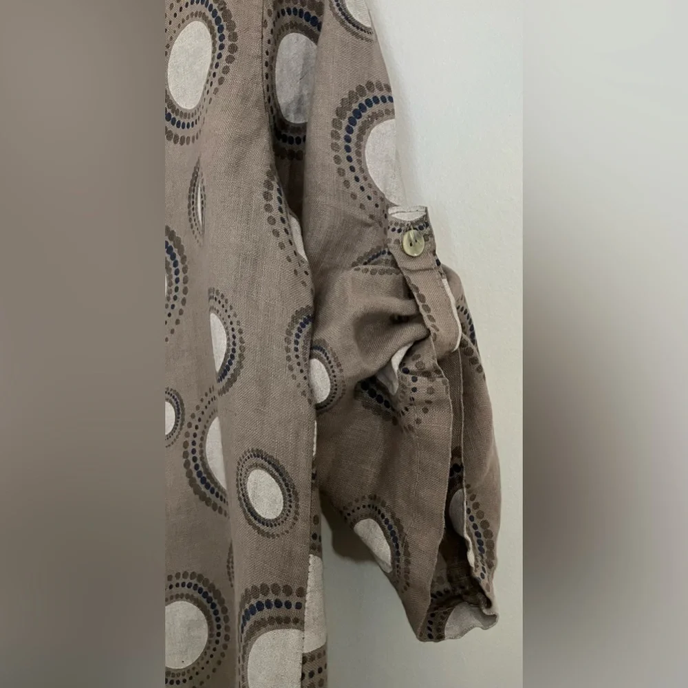 Cherishh Made Italy 100% Linen Button Top Artsy Lagenlook Lagom Medium Coastal - Picture 4 of 6